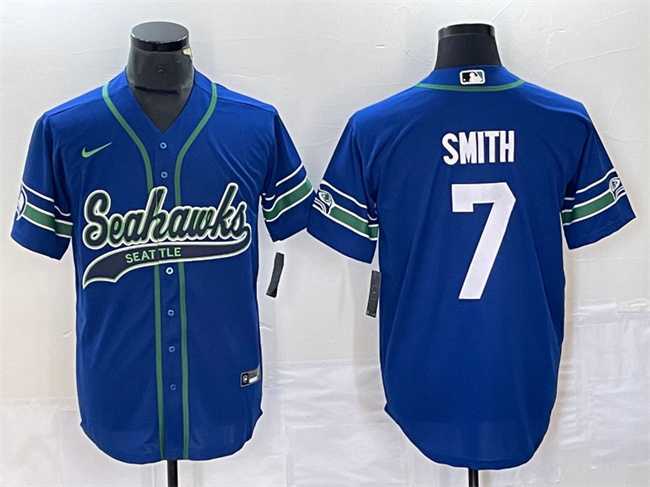 Men%27s Seattle Seahawks #7 Geno Smith Royal Throwback Cool Base Stitched Baseball Jersey->seattle seahawks->NFL Jersey